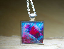 ABSTRACT Art HEART Pendant, Turquoise Magenta-Pink, Love Jewelry, Modern Art Gifts