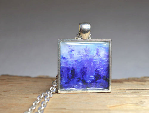 BLUE CODE Pendant #1022 Necklace - Wearable Art, abstract