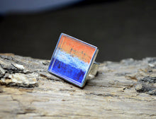 ORANGE BLUE Modern Art Resin Ring - handmade Unique Gift, True Purpose
