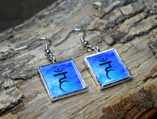 THROAT CHAKRA Earrings - Blue Silver-Plated, handmade, square