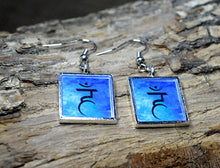 THROAT CHAKRA Earrings - Blue Silver-Plated, handmade, square
