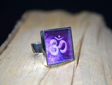 OM Ring 7th Chakra Symbol, adjustable size, purple jewelry, handmade
