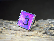 THIRD EYE CHAKRA Symbol Ring, adjustable, Yoga Jewelry, purple