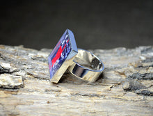 ONE - Red Black and White Abstract Art Ring, handmade Unique Gifts, Wearable Art