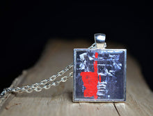 Red Black White Pendant handmade Abstract Modern Art Necklace