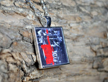 Red Black White Pendant handmade Abstract Modern Art Necklace