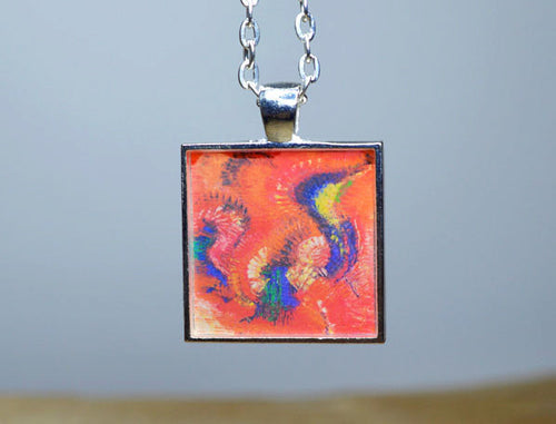BIRD OF PARADISE - Handmade Abstract Art Pendant #1025
