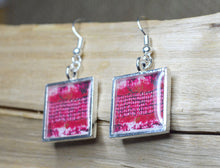 RASBERRY RED Earrings Square Dangle Earrings - handmade