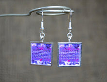 PURPLE Dangle Earrings, Modern Abstract Art Jewelry, handmade