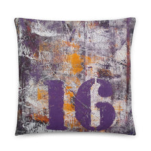 Number 16 THROW PILLOW Urban Grunge Style