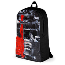 Black and White BACKPACK with Red Abstract Accent Color