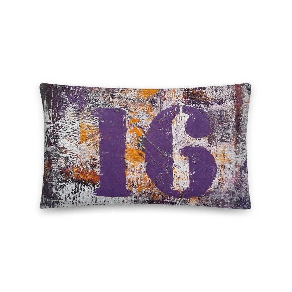 Number 16 THROW PILLOW Urban Grunge Style