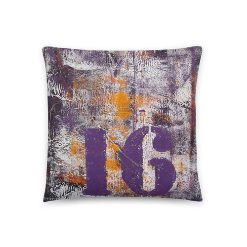 Number 16 THROW PILLOW Urban Grunge Style