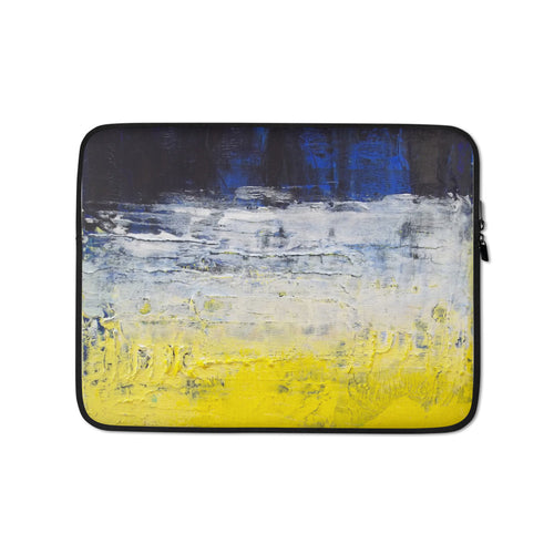 Grungy LAPTOP SLEEVE Cover Yellow Blue Abstract Art