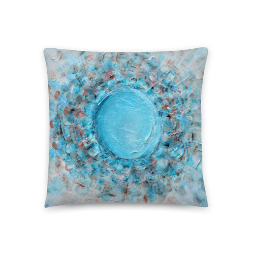 THROW PILLOW Floral Abstract Bubble Crater in Aqua Blue Shades